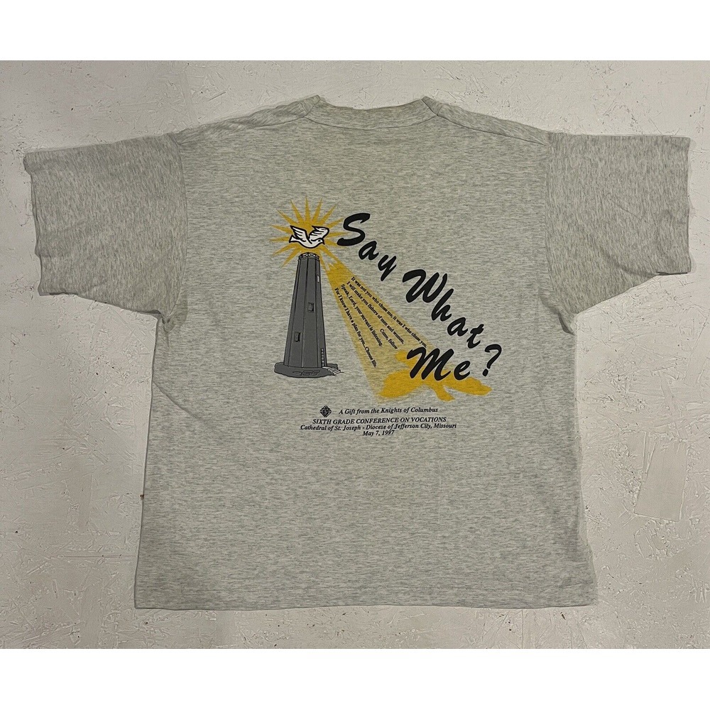Vintage Single Stitch 1997 Bible Jesus God Shirt Mens L Gray Short Sleeve